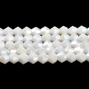 Opaque Solid Color Electroplate Glass Beads Strands