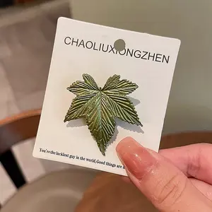 Electroplate Maple Leaf Shape Alloy Lapel Pins for Backpack Clothes