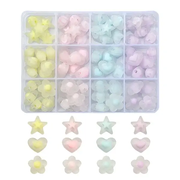 92Pcs 12 Style Transparent Acrylic Beads
