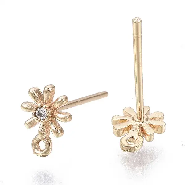 Brass Micro Cubic Zirconia Stud Earring Findings