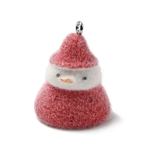 Christmas Flocky Opaque Resin Pendants