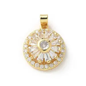 Brass Micro Pave Clear Cubic Zirconia Pendants