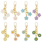 8Pcs Alloy Enamel Flower Zipper Pulls