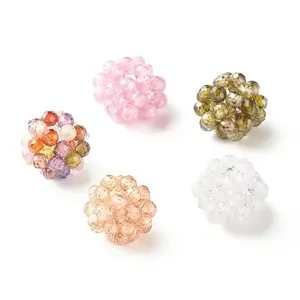 Cubic Zirconia Round Weave Beads