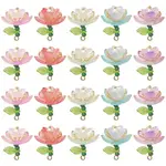 60Pcs 5 Colors Glass Lotus Flower Pendants