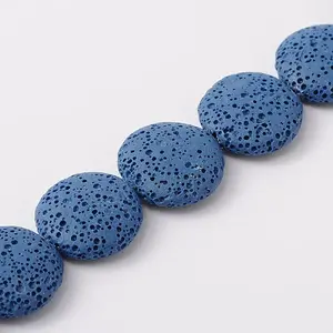 Lentil Dyed Synthetic Lava Rock Beads Strands
