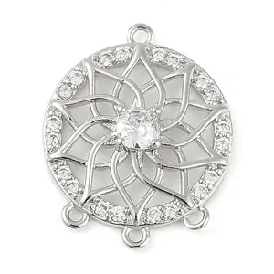 Brass Pave Clear Cubic Zirconia Chandelier Component Links