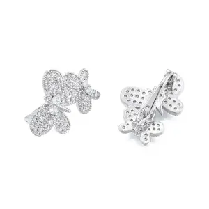 Brass Pave Clear Cubic Zirconia Twister Clasps