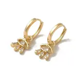 Brass Micro Pave Cubic Zirconia Dangle Hoop Earrings