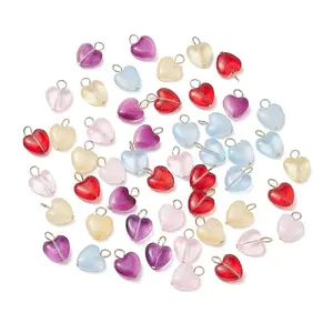 50Pcs 5 Colors Glass Pendants