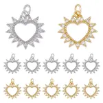 12Pcs 2 Colors Brass Micro Pave Clear Cubic Zirconia Pendants