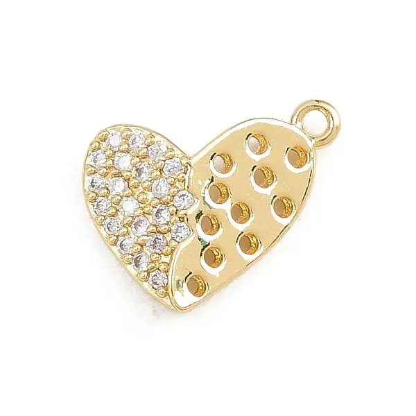 Valentine's Day Brass Micro Pave Clear Cubic Zirconia Charms
