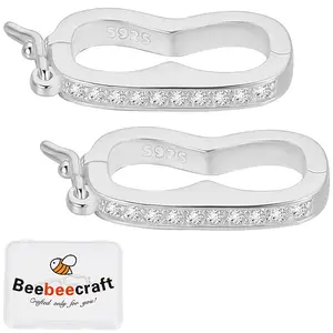 2Pcs 925 Sterling Silver Micro Pave Clear Cubic Zirconia Twister Clasps