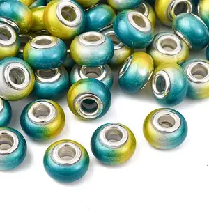 Two Tone Opaque Resin Rondelle European Beads