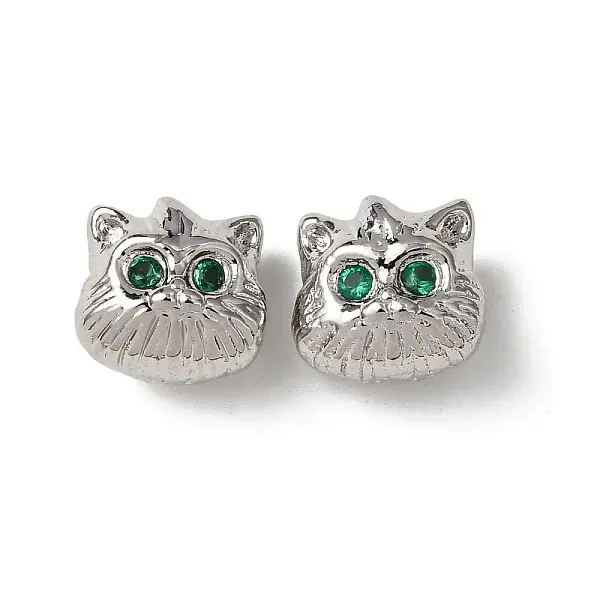 Brass Micro Pave Cubic Zirconia Beads