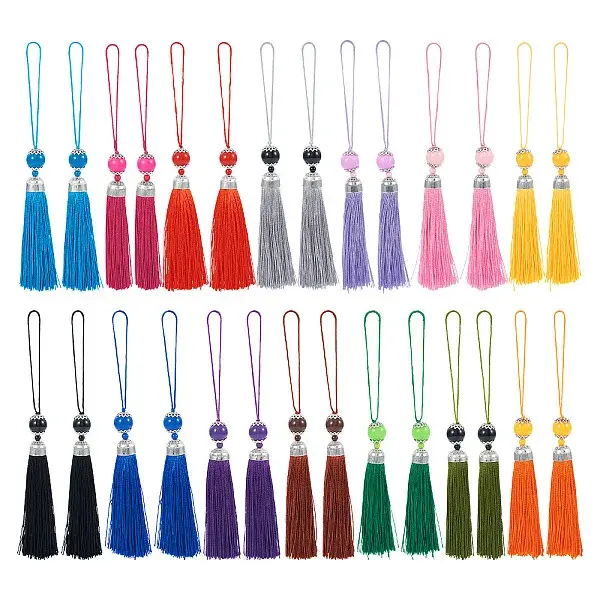 28Pcs 14 Colors Polyester Tassel Big Pendants Decorations