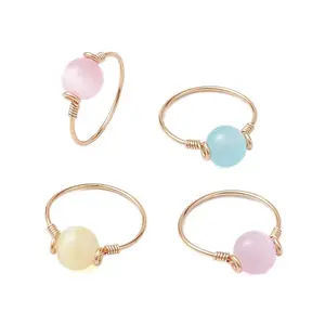 4Pcs Round Natural Selenite Finger Rings
