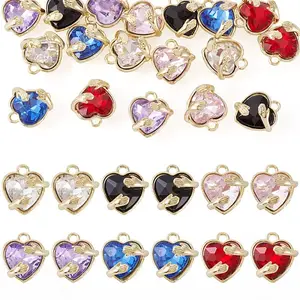 18Pcs 6 Colors Alloy Glass Charms