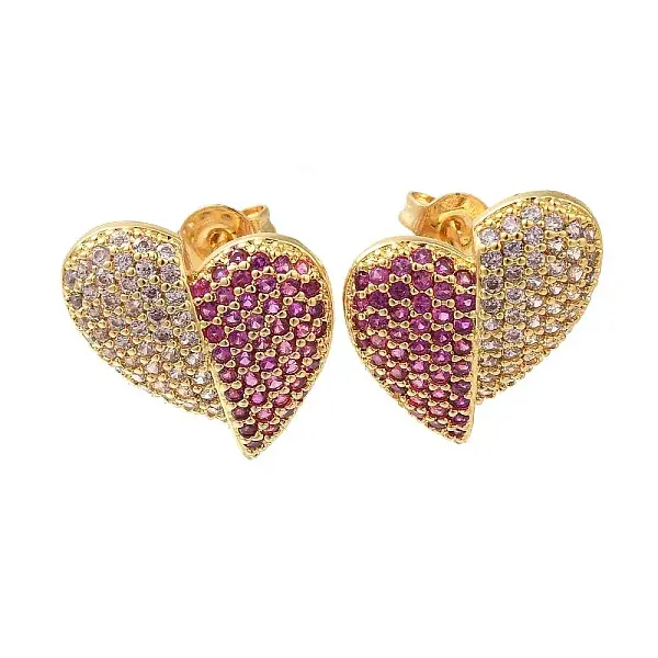 Brass Pave Cubic Zirconia Stud Earrings