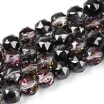 Electroplate Transparent Glass Round Beads Strands