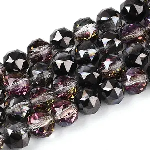 Electroplate Transparent Glass Round Beads Strands