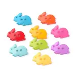 2-Hole Opaque Solid Color Bunny Acrylic Buttons