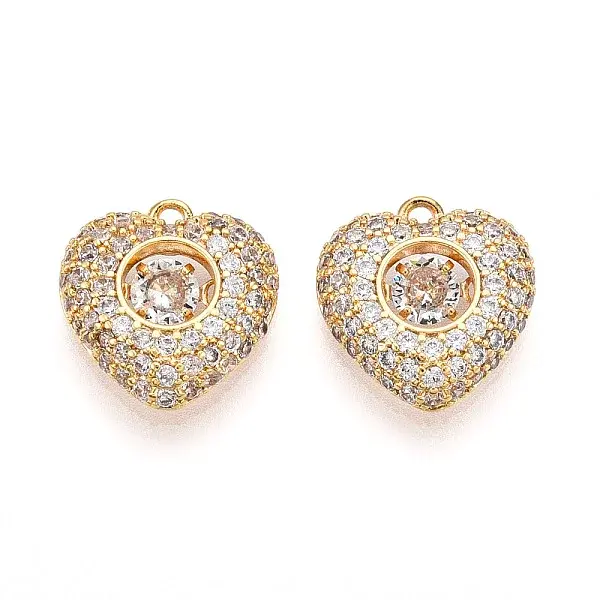 Brass Micro Pave Cubic Zirconia Charms
