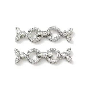 Leaf Brass Micro Pave Clear Cubic Zirconia Fold Over Clasps