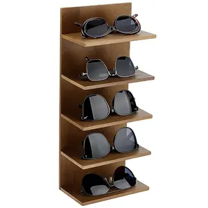 4-Tier Wood Wall Mounted Sunglasses Organizer Holder