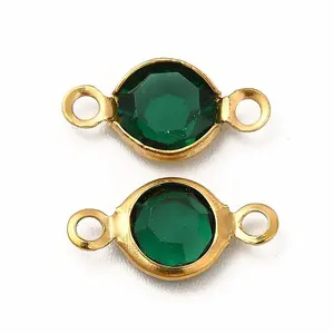 Ion Plating(IP) 304 Stainless Steel with Glass Connector Charms