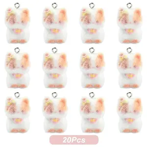 Cat Shape Flocky Opaque Resin Pendants