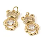 2Pcs Brass Micro Pave Cubic Zirconia Pendants