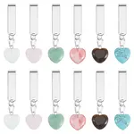 12Pcs 6 Styles Heart Natural & Synthetic Gemstone Shoe Charms