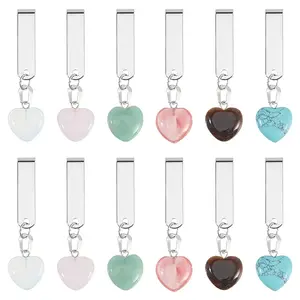 12Pcs 6 Styles Heart Natural & Synthetic Gemstone Shoe Charms