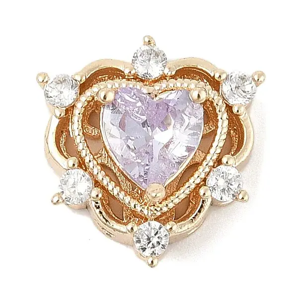 Brass Micro Pave Cubic Zirconia Beads