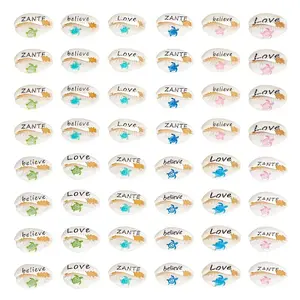 48Pcs 12 Style Printed Cowrie Shell Beads