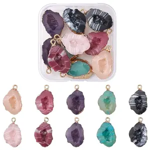 10Pcs 5 Colors Druzy Geode Resin Pendants