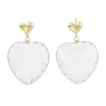 Glass Heart Dangle Stud Earrings