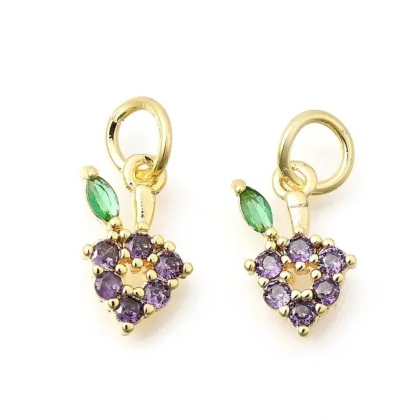Brass Micro Pave Cubic Zirconia Charms