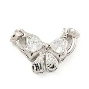 925 Sterling Silver Micro Pave Clear Cubic Zirconia Fold Over Clasps