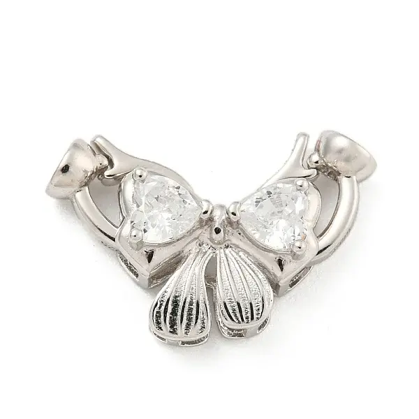 925 Sterling Silver Micro Pave Clear Cubic Zirconia Fold Over Clasps