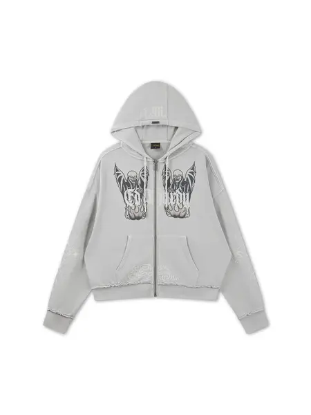 Ed Hardy Tepláková bunda 'Gothic Stud'  sivá / čierna / biela