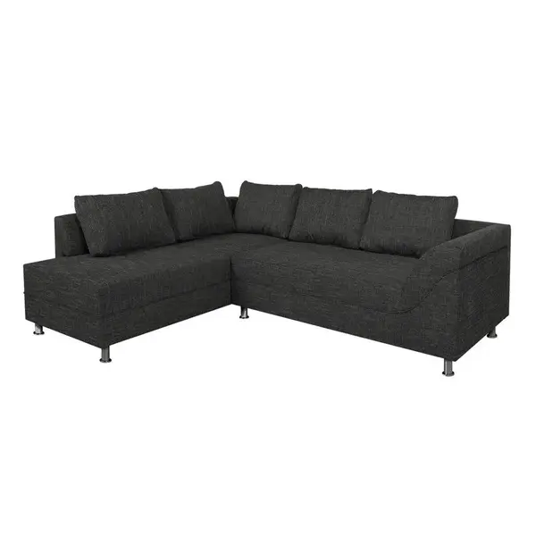 P & B ROHOVÁ SEDAČKA, textil, kompozitní dřevo, černá