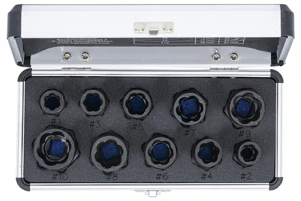 MDtools Hlavice 3/8” na poškozené šrouby, velikosti 9-19 mm, sada 10 ks - BGS 20210