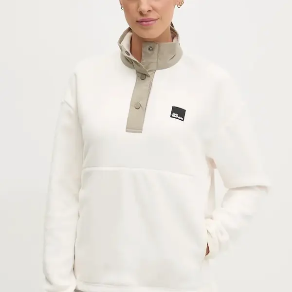 Fleecová mikina Jack Wolfskin Sumetro béžová barva, A64110