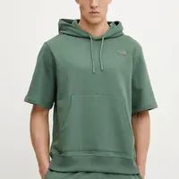 Bavlněná mikina The North Face Relaxed pánská, zelená barva, s kapucí, hladká, NF0A8BW1HCH1