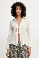 Lněná košile Answear.LAB béžová barva, regular, s klasickým límcem