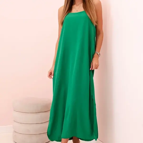 Kesi Włoski Dlouhá šaty na ramínka zelená