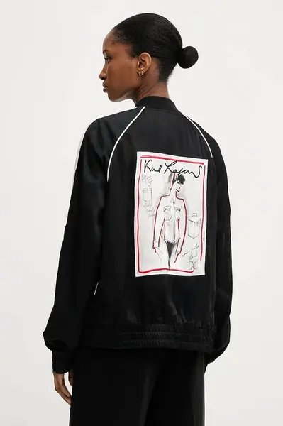 Bunda Karl Lagerfeld černá barva, přechodná, A3W14037