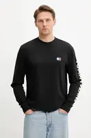 Bavlněné tričko s dlouhým rukávem Tommy Jeans černá barva, DM0DM21591